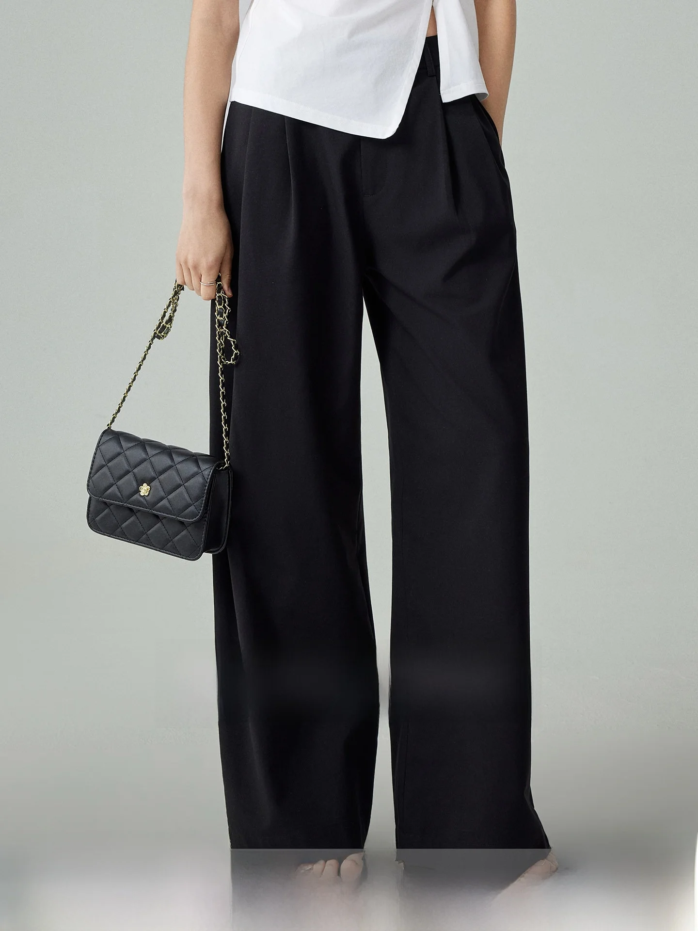 

High Waist Bla Suit Pants Women's Casual Extended Length A4 Waist Killing Wide Leg Pants Spring Summer Ele Lady