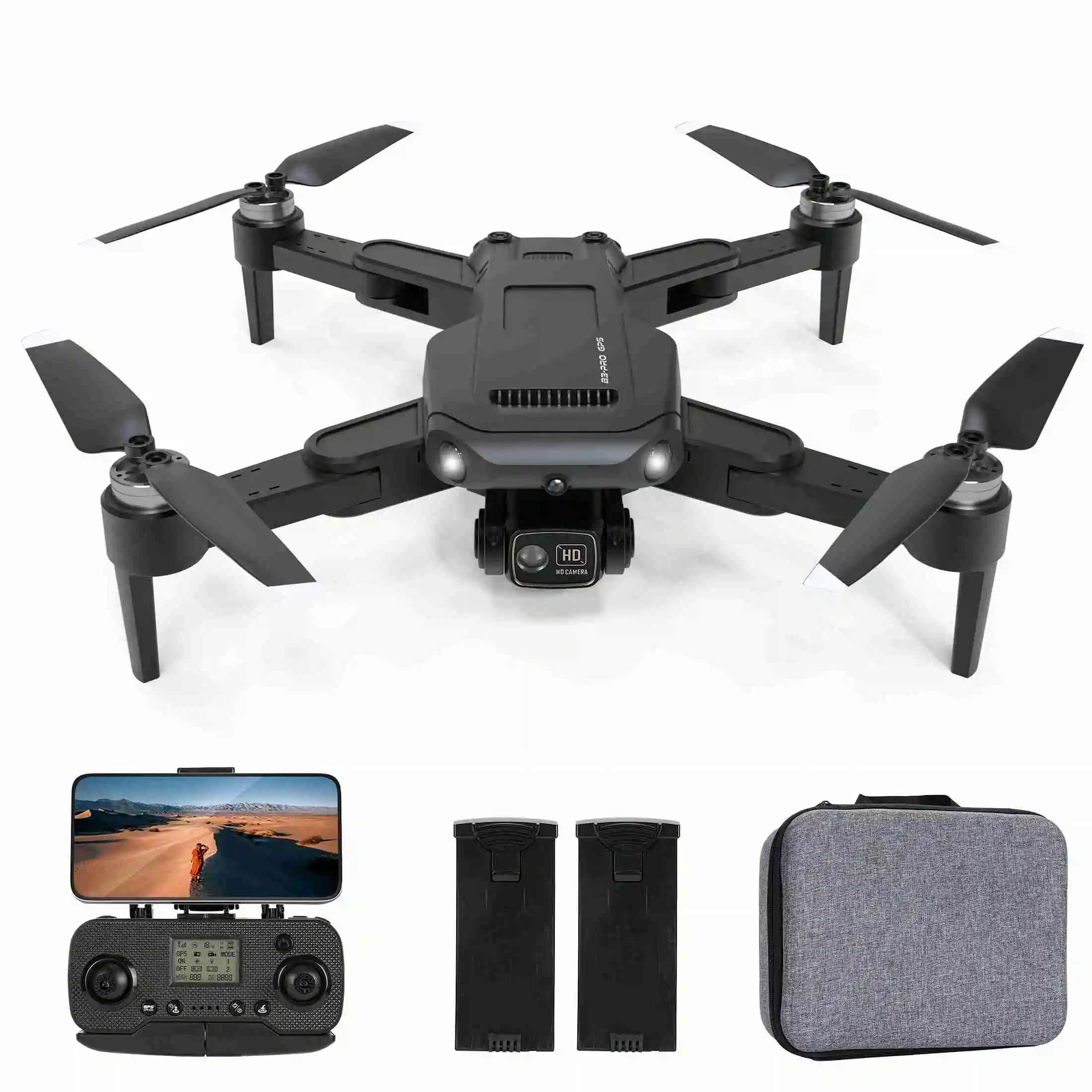 

RC Drone Brushless Motor Long Flight Times GPS Drone Quadcopter with Remote Controller 2 Batteries Remote Control Drone RC Drone