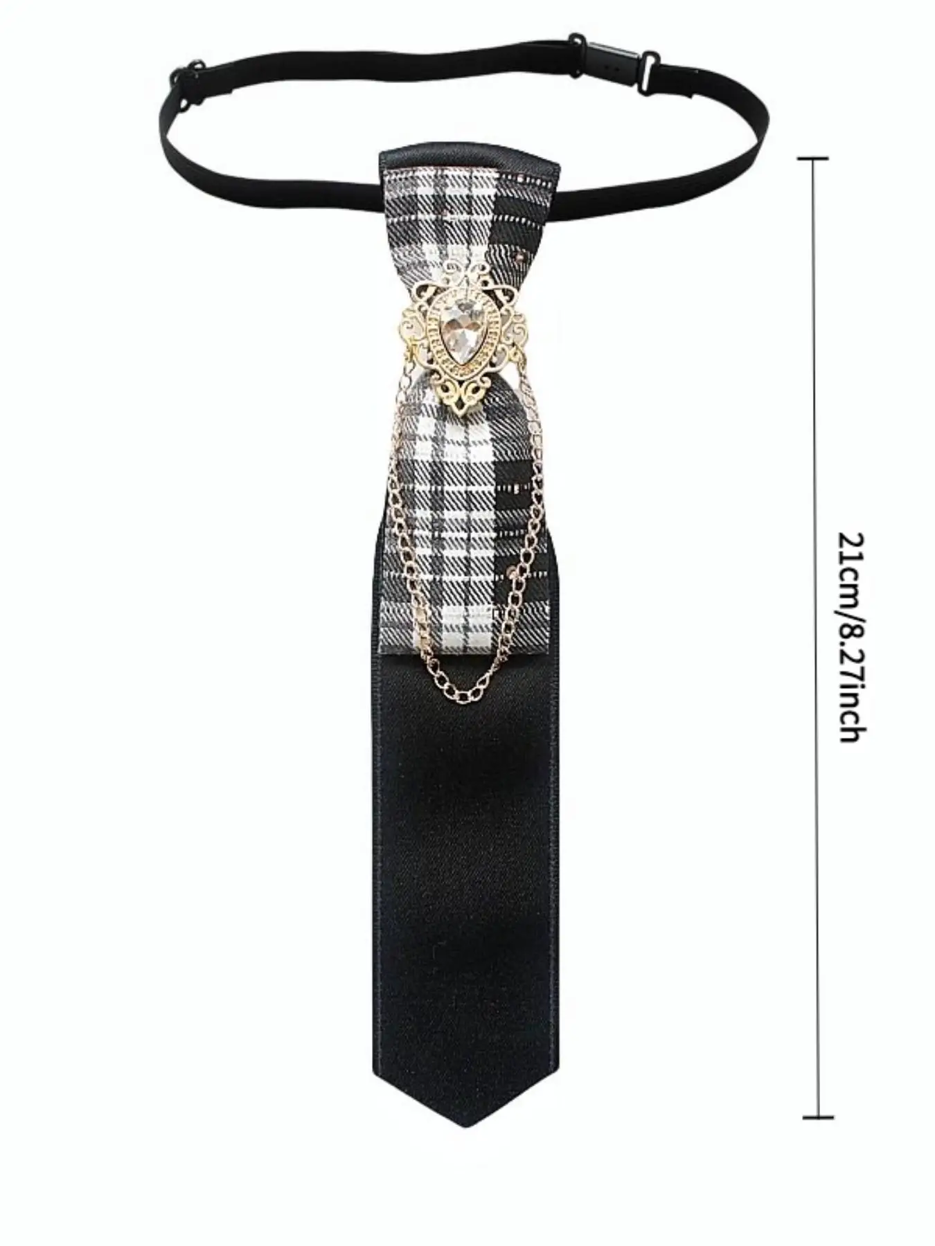 Pre-Tied British Academy Style Tie with Elegant Metal Chain, Perfect for Parties, Graduations, Daily Wear, High-End Event Access