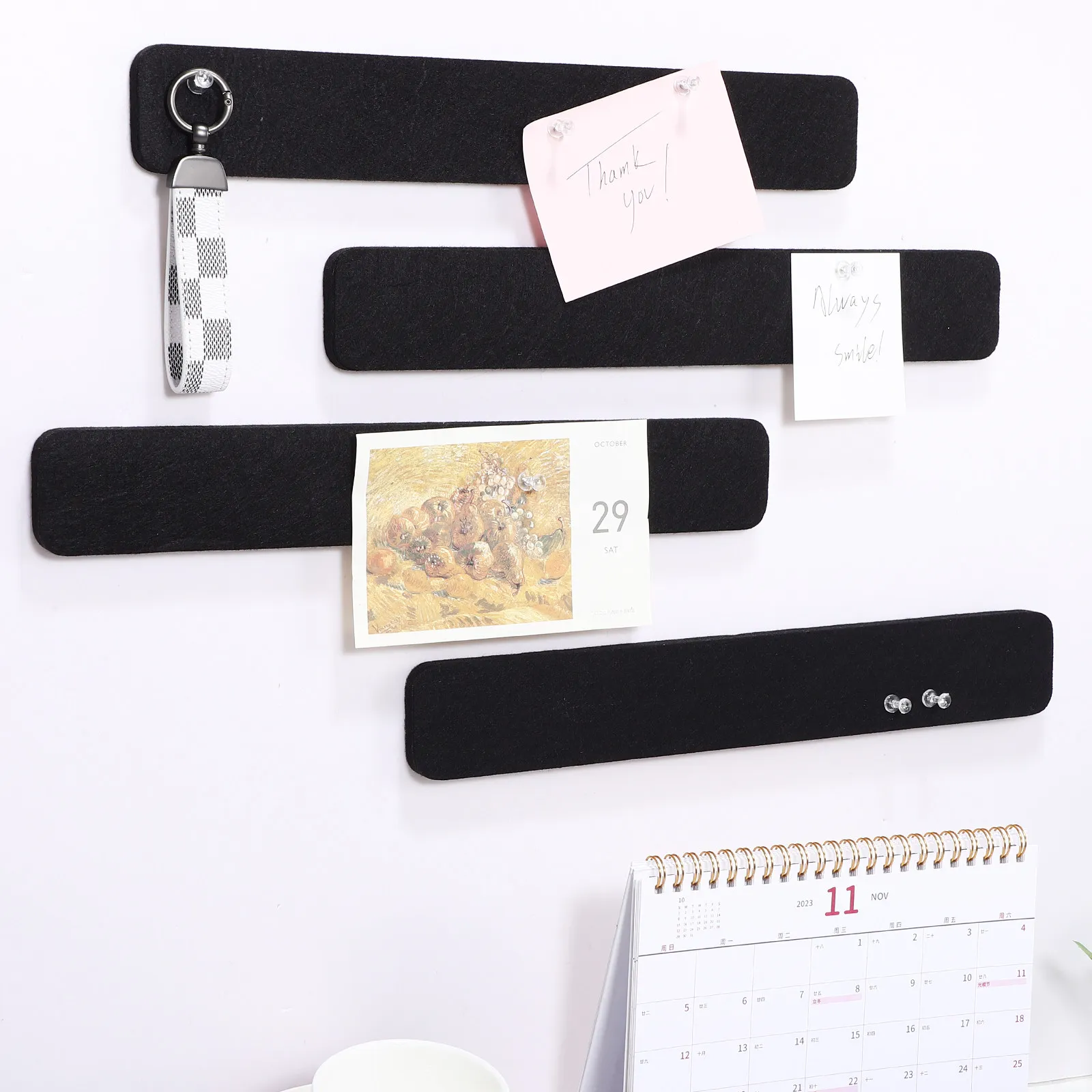 

8Pcs Felt Bulletin Board Strips Adjustable Cut-to-Size Message Board for Office Classroom Wall Memo Display with Transparent