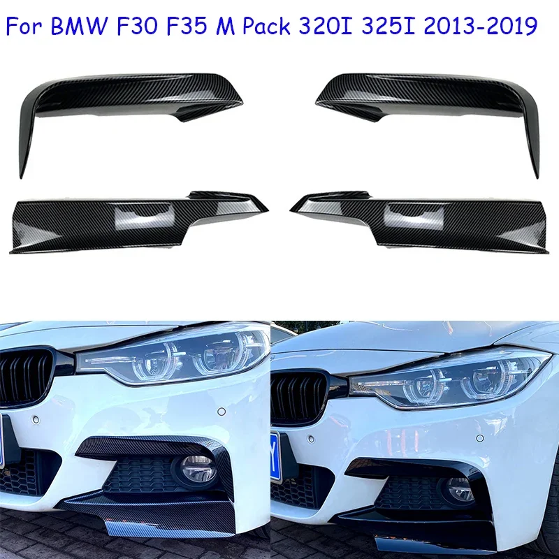 

For BMW F30 F35 M Pack 320I 325I 2013 2014 2015 2016 2017 ~ 2019 Car Front Bumper Stickers Side Splitter Spoiler Fog Lamp Cover