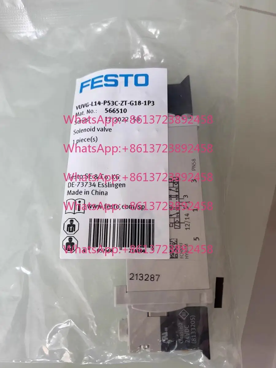 New original Festo FESTO solenoid valve VUVG-L14-P53C-ZT-G18-1P3, model 566510.
