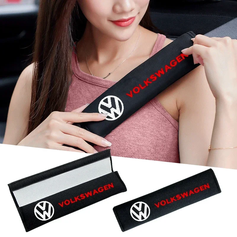 1/2Pcs Car Seat Belt Cotton Safety Belt Shoulder Cover Breathable Protection For Volkswagen VW GOLF CC Polo Tiguan CADDY PASSAT