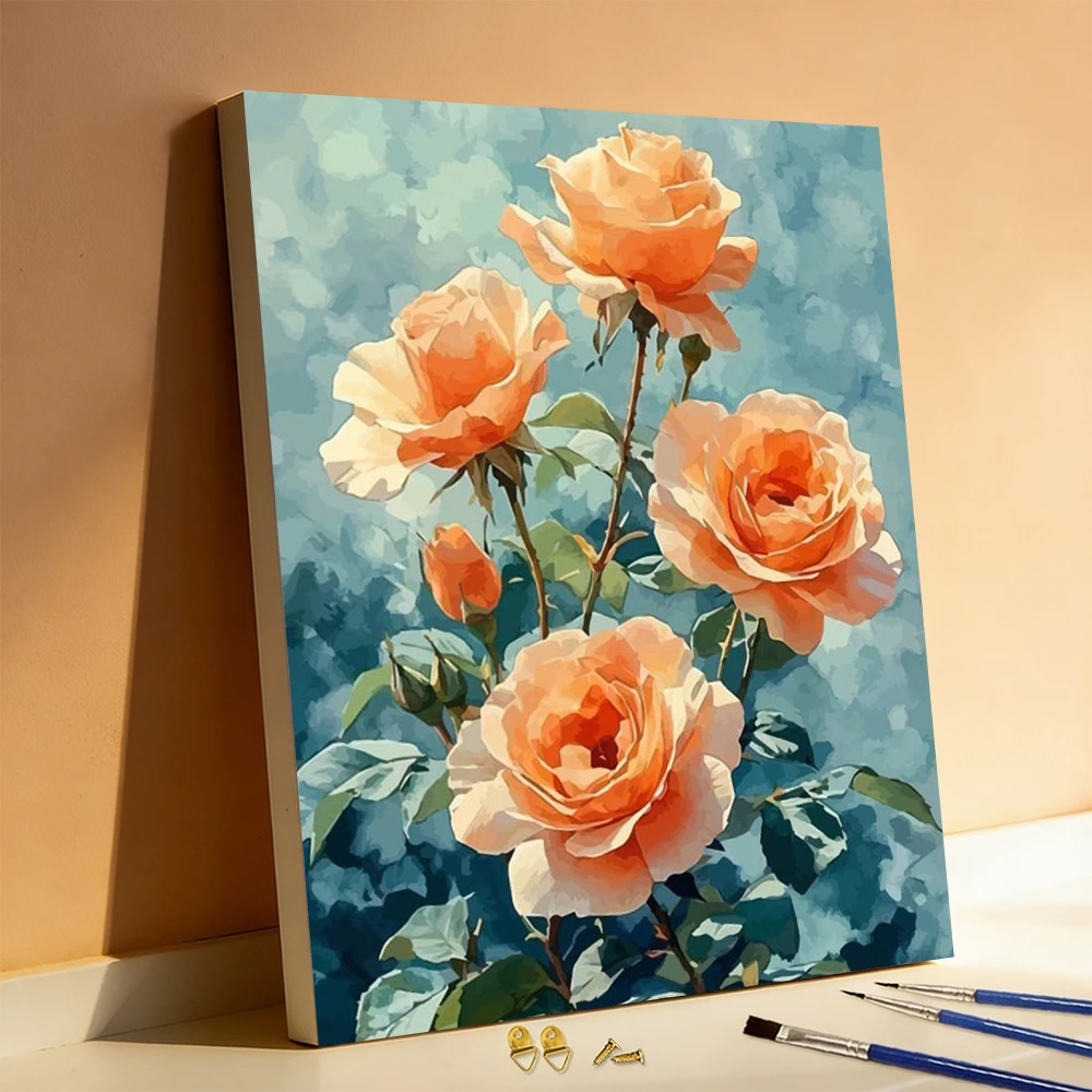 Huacan Malen nach Zahlen Blumen Digital-Ölgemälde Rose DIY Malen nach Zahlen Kunst- und Bastelset Heimdekoration Geschenk
