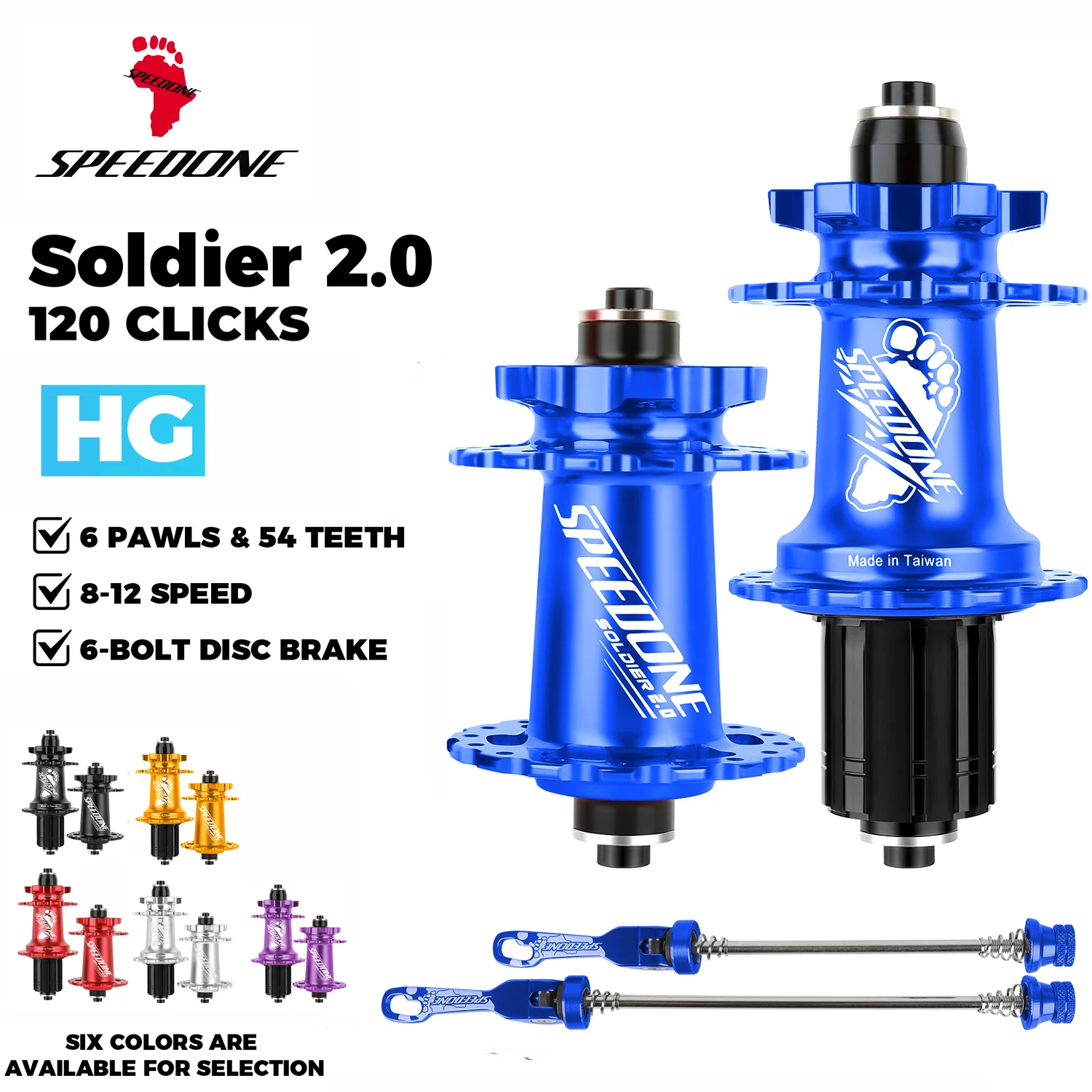 SPEEDONE Soldier 2.0 Mountain Bike Hub QR/TA 120 Click 8-12 Speed HG Freehub 32H 4 Bearing Disc Brake MTB Hub Set Bicycle Parts