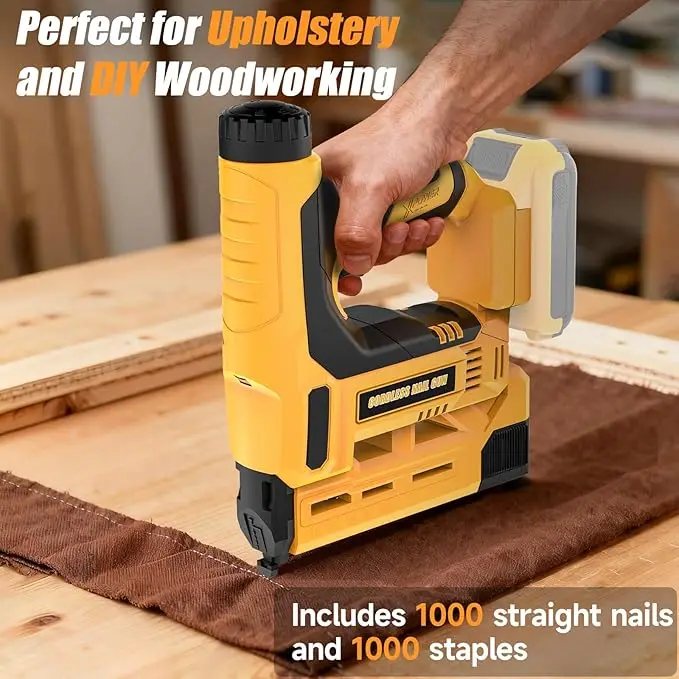 YEARTOP 6 Gear Cordless Electric Nail Gun18GA 2 in 1 Framing Nailer/Stapler Gun F10~32 K10~K25 Power Tool Compatible with Dewalt