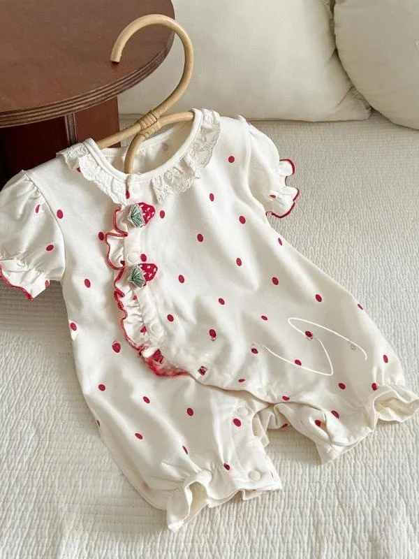 Summer Thin Cotton Rer for Baby Girls ort Sve Newborn Tee-Point Clothes Cling Suit 00 Days Clothes Baby Girl Ou...