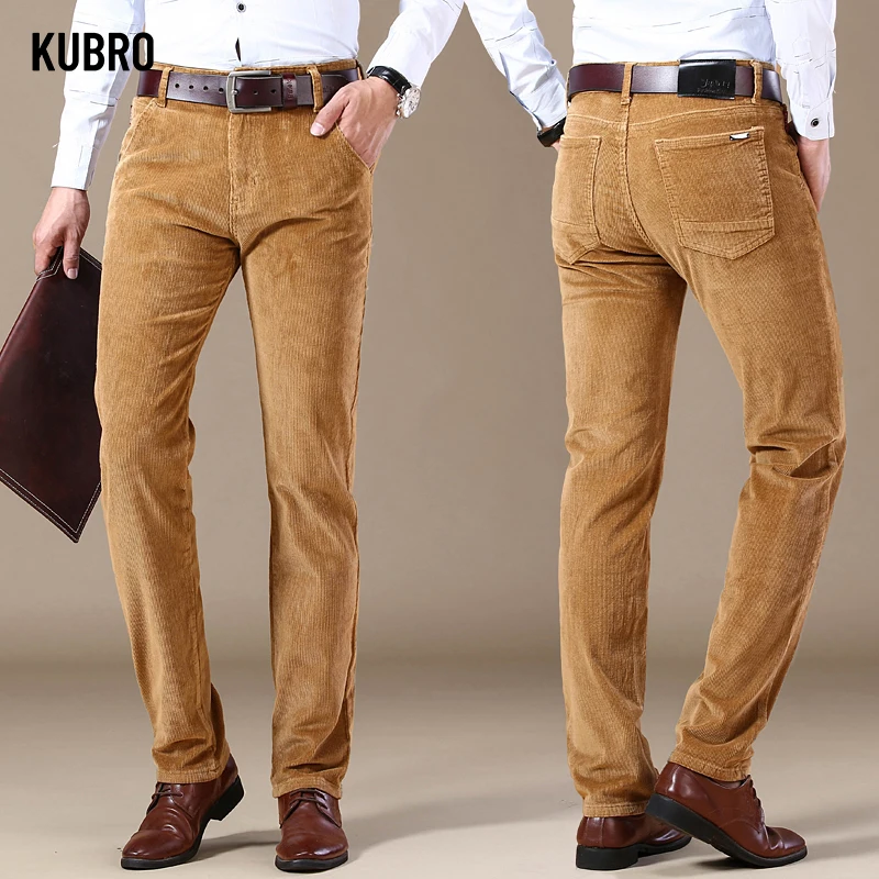 5 Color Men\'s Thick Corduroy Casual Pants 2023 Winter New Style Business Fashion Stretch Regular Fit Trousers Male Brand Clothes
