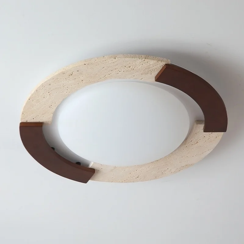 IWHD الخشب حجر LED مصابيح السقف لغرفة المعيشة المطبخ إضاءة المنزل الأصفر الترافرتين خمر أضواء السقف lamvillage Techo #6