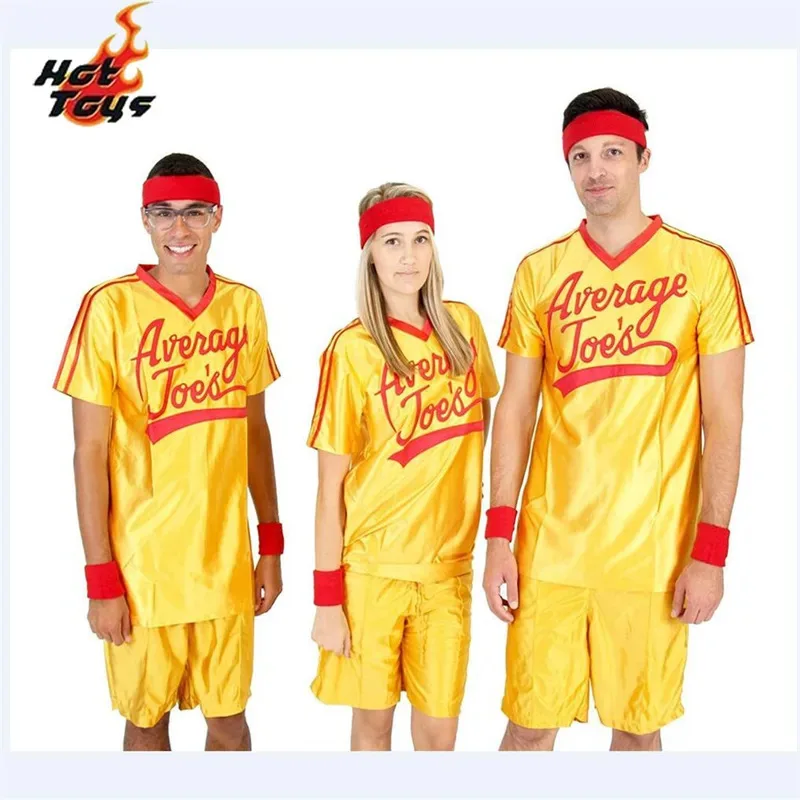 

Сумасшедший Dodgeball Average Joe's взрослый желтый трикотажный костюм, комплект True Underdog Story Dodgeball, карнавальный костюм, наряд на Хэллоуин
