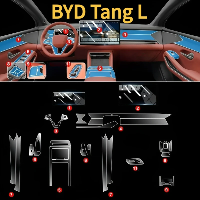 

Защитная прозрачная пленка от царапин для мультимедийной GPS-консоли приборной панели BYD Tang L 25 моделей, модификация