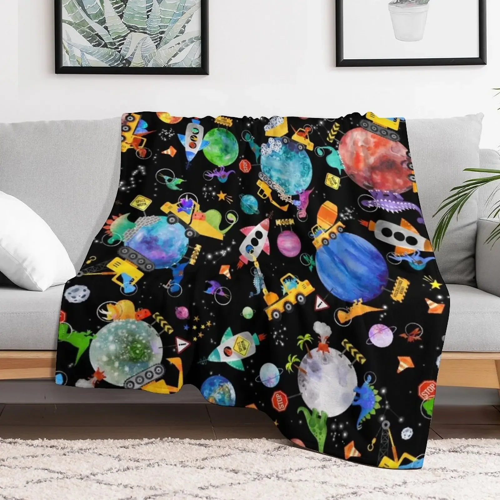 Dinosaur Space Crew Galaxy Construction Throw Blanket christmas decoration Luxury Designer For Baby Furrys Blankets