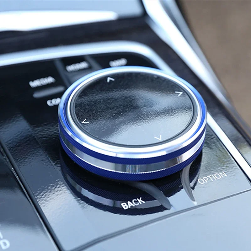 Car Console Multimedia Button Circle Ring Frame Trim Aluminum Alloy Sticker For BMW 3 Series G20 2020-2022 Interior Accessories