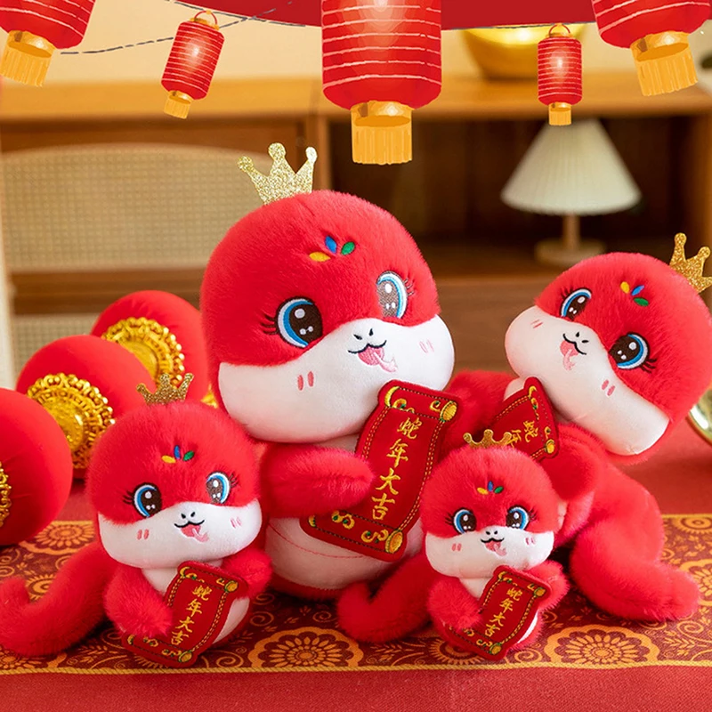 12/15/20/24cm Snake Mascot Plush Animal Doll The Year Of The Zodiac Snake Cute Snake Stuffed Animal Doll Home Decoration