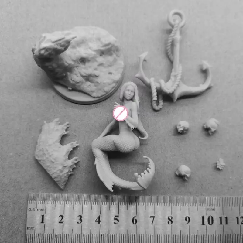 Figura in resina fai da te sirena scala 1/24 75mm figurine assemblare miniature modello kit smontato non verniciato Diorama giocattoli