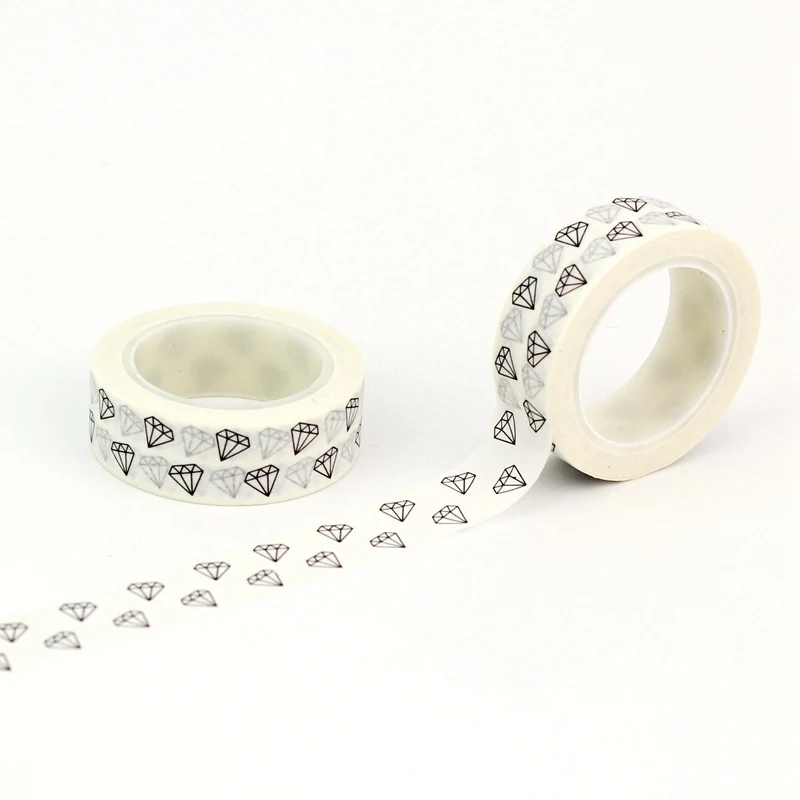 1PC 10M Cute Black White diamond Washi Tape Paper DIY Decor Scrapbook Planner Adhesive Masking Tape Papelería kawaii