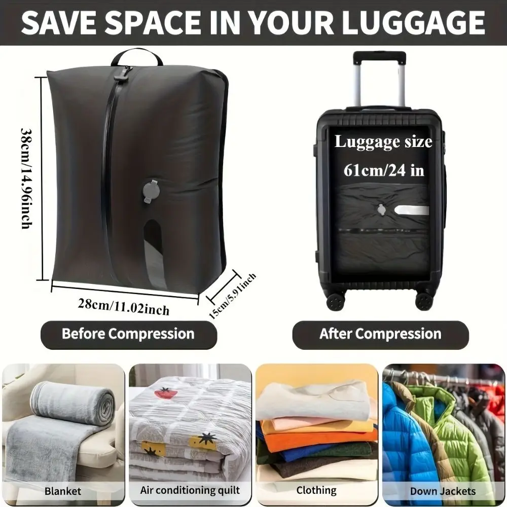 Reusable Vacuum Bags for Travel Dustproof Space Saver Vacuum Compression Bag Waterproof Luggage Vacuum Storage Bag Suitcase