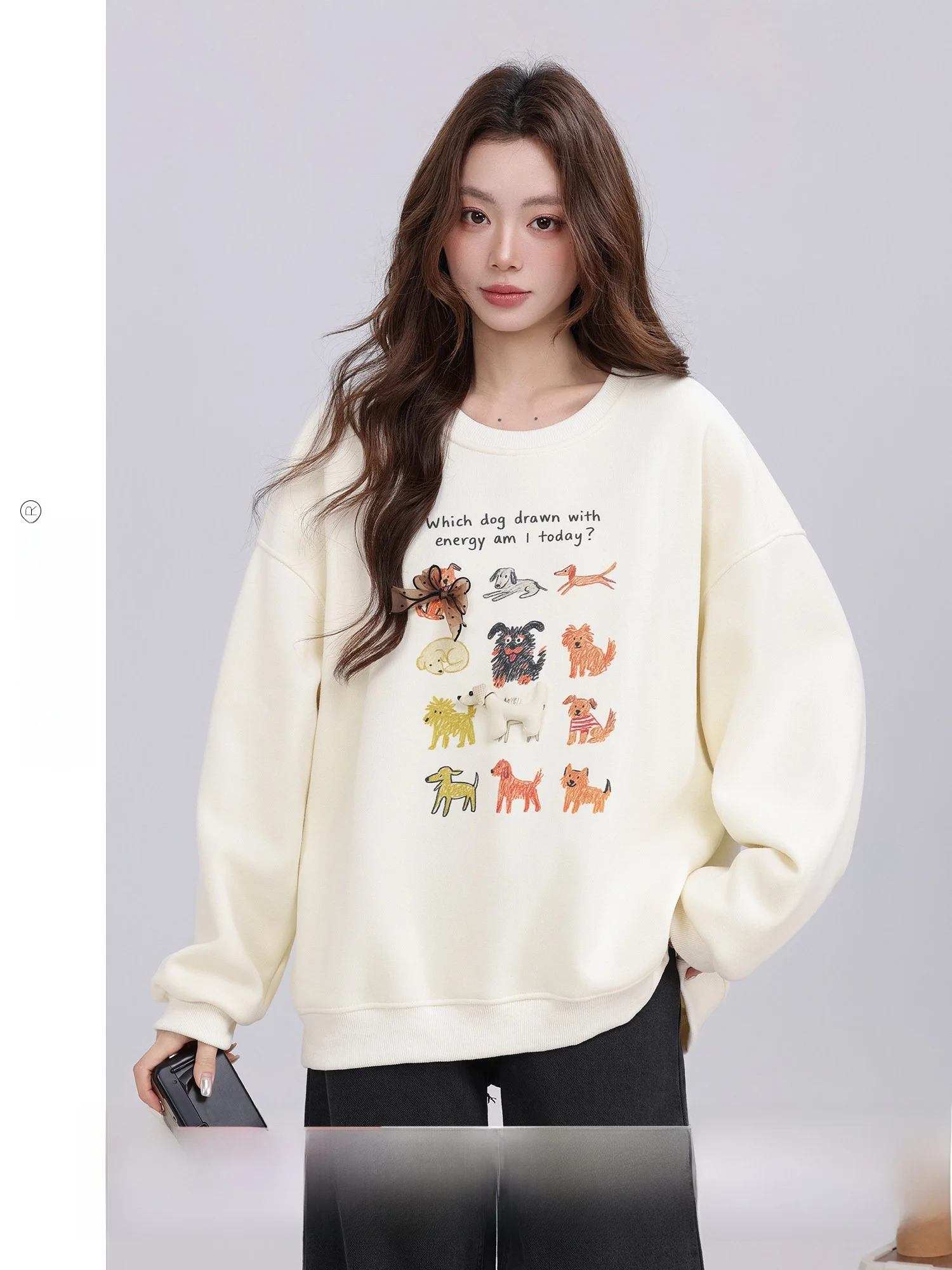 

New Arrival Soft Shoulder Sweatshirt round Neck Long Sleeve Women's Comfortable Cotton Polyester Blend Casual Streetwear