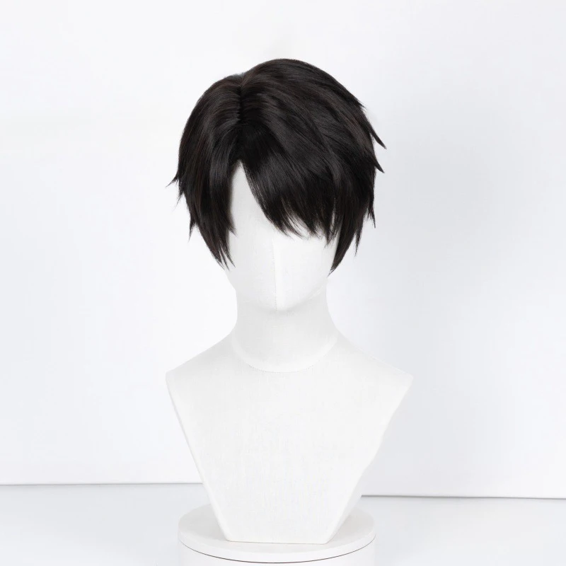 Game “Love and Deep Space” Caleb Character Wig Men's Short Black Hair Heat-Resistant Synthetic Wig Carnival Party Wig