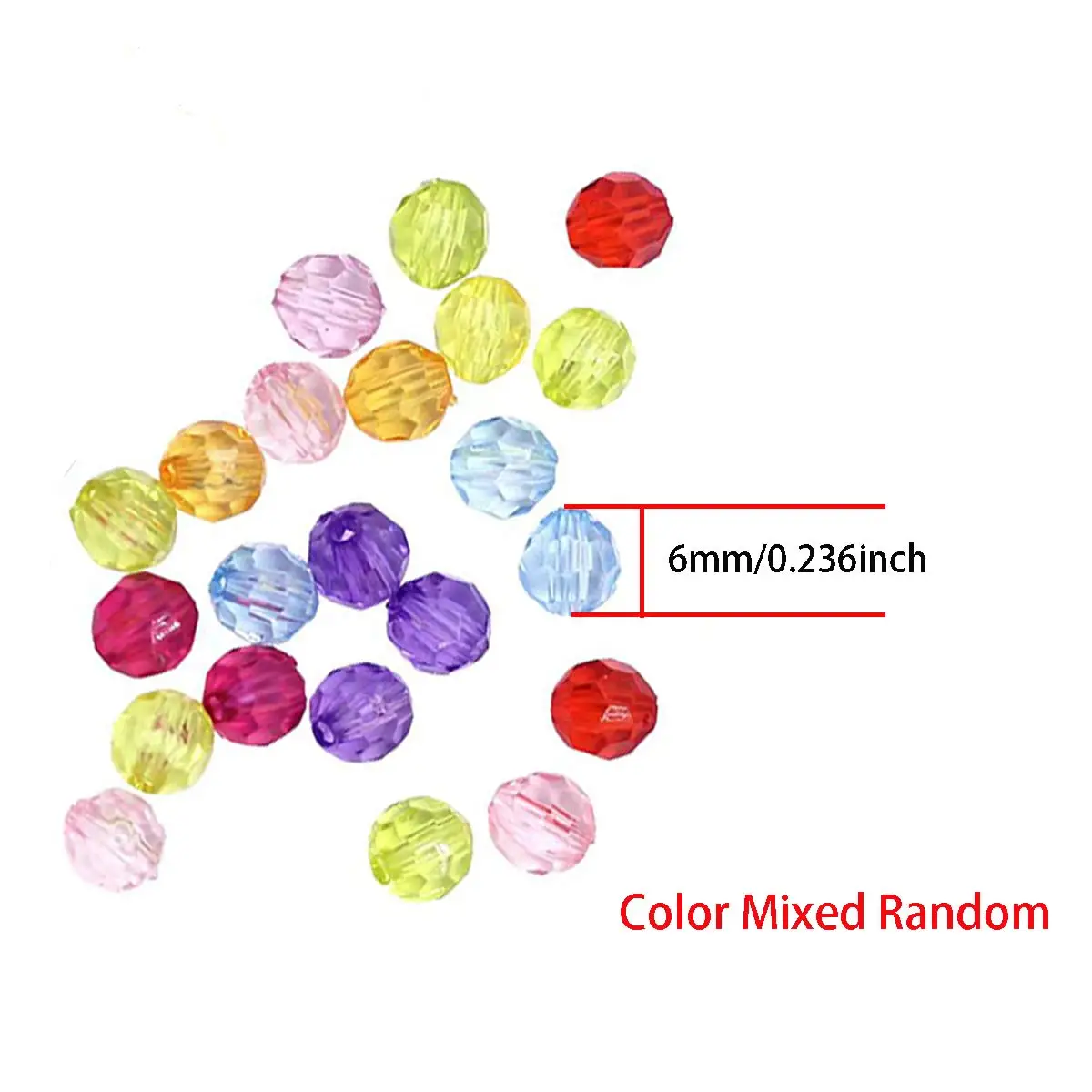 200PCS Multicolor Faceted Acrylic Round Spacer Beads 6mm Handicrafts Decoration DIY Bracelets Earrings Making Accessories
