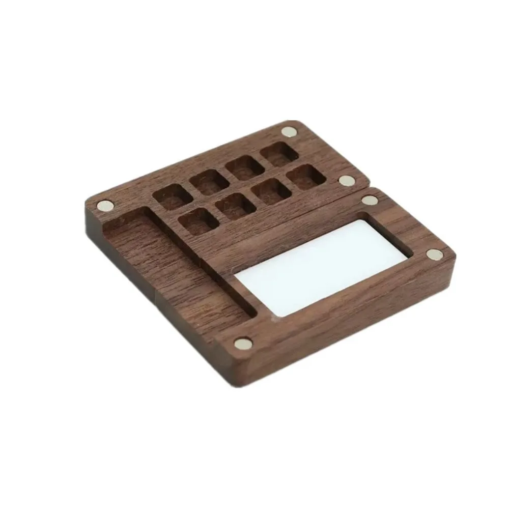 Empty Box Mini Watercolor Paint Palette Black Walnut Portable Wooden Paint Empty Box 8 Grid Wooden