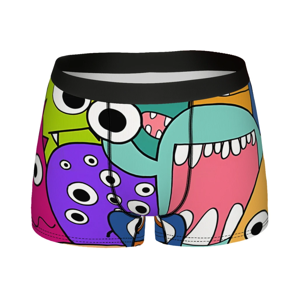 Colorful Monster Monster Mash Underpants Breathbale Panties Men's Underwear Print Shorts Boxer Briefs