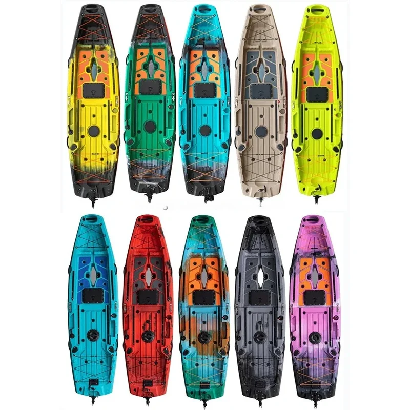 Person Folding Plastic Boats Fishing Sectional Kayak With Propeller Pedal Drive and Chair