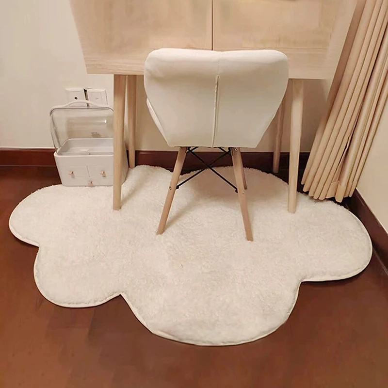 1Pc Scandinavian Style Carpet Cute White Cloud Floor Mat Plush Kids Room Bedroom Bedside Mat 60*90cm