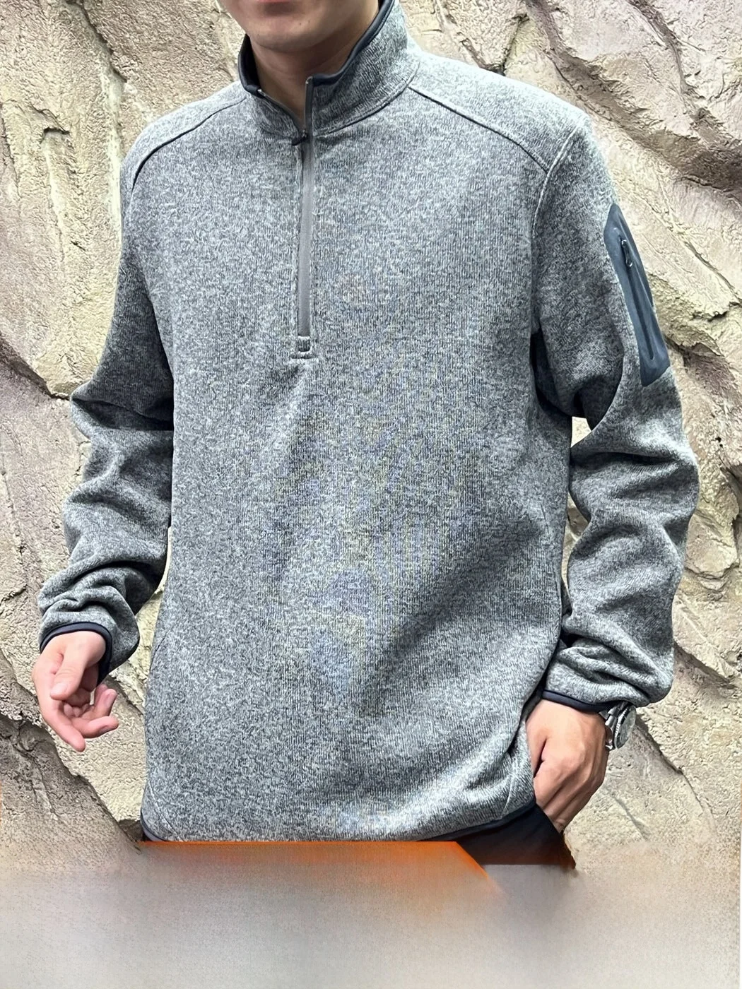 Outdoor Men's Fleece Jacket Stand Collar Knitted LT Series Floral Pattern Heat Retention Warmth Autumn Winter Standard Fit Ja...