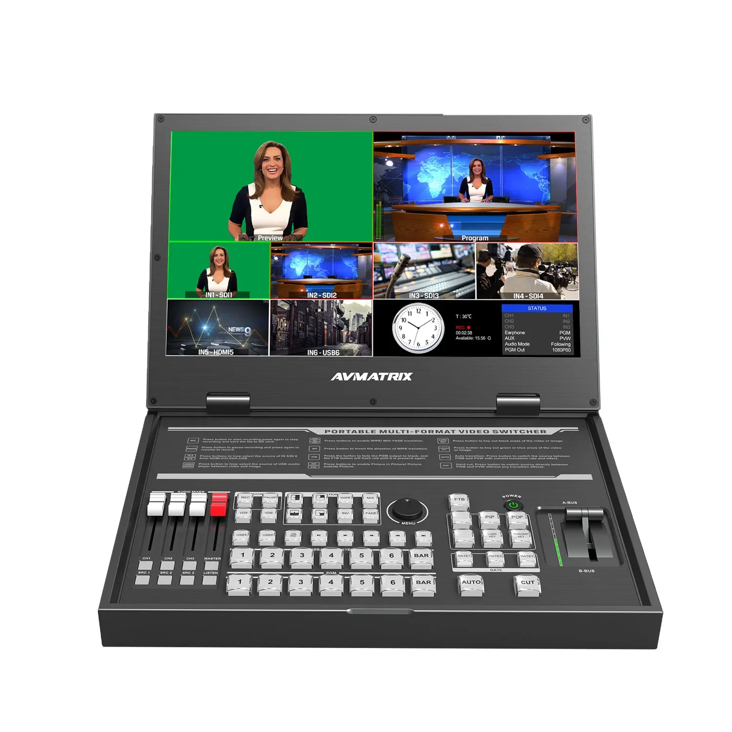 PVS0615U Avmatrix Live stream Broadcast switcher video All-in-One Machine for Radio&TV Broadcasting Equipment Churches Weddings