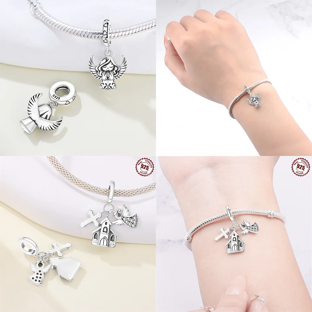 

Charms Plata 925 Originales Religious Series Beads for Charms 925 Sterling Silver Bracelet Beads Jewellery Making Women's Gift