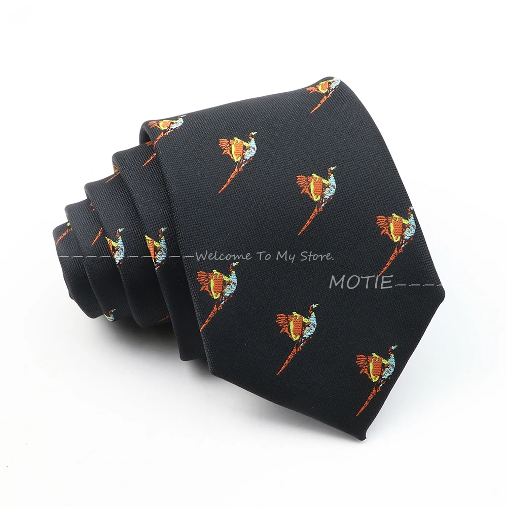 Men's Polyester Ainmal NeckTies Black Duck Chicken Necktie Gravatas For Business Wedding Party Casual Suits Shirt Accessory Gift