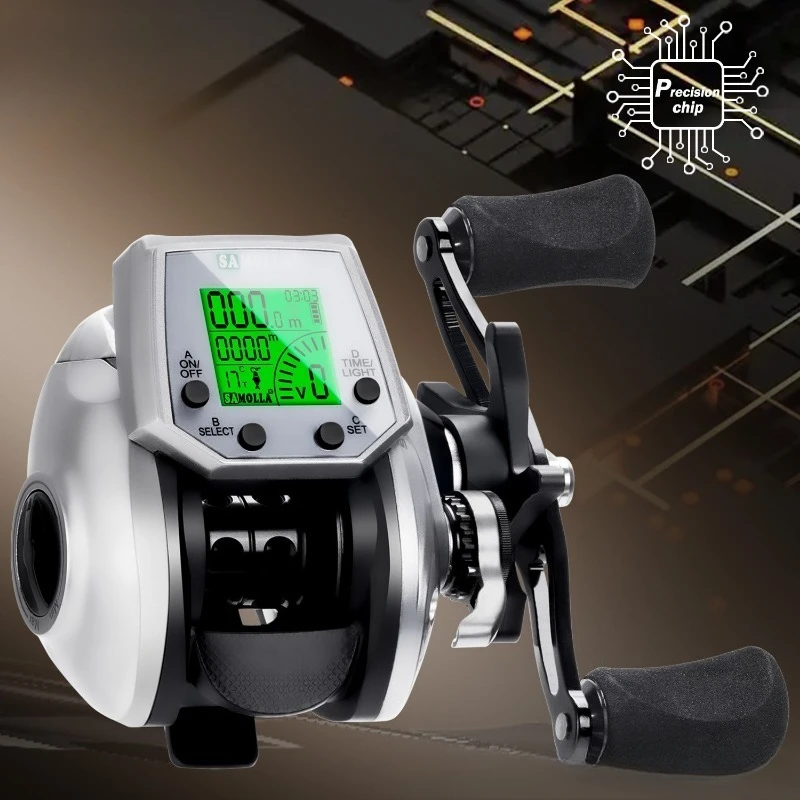 USB‑Charged Digital Baitcasting Reel, Temp & Time Display for Saltwater Boat Pier & Raft Fishing