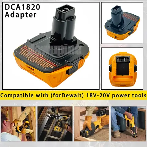 Adaptador de ferramentas elétricas conversor dca1820 carregador usb para dewalt 20v bateria li-ion para dewalt 18v ni-cd ni-mh ferramentas de bateria dc9096
