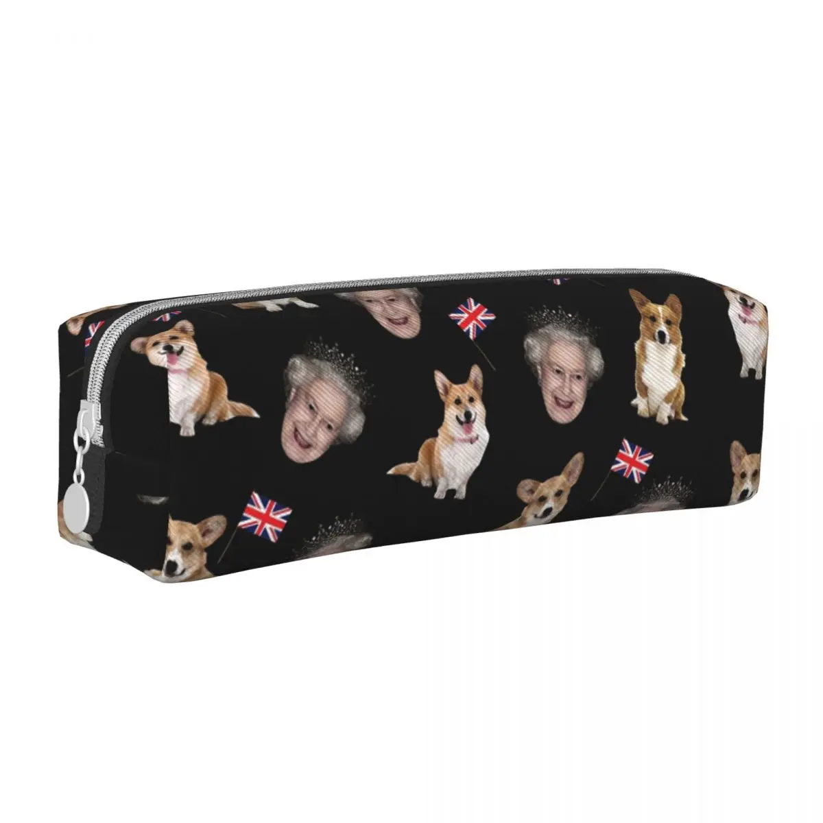 Queen Elizabeth And Corgis Pencil Case Dog Lover Pen Holder Bags Girl Boy Large Storage Students School Gifts Pencilcases