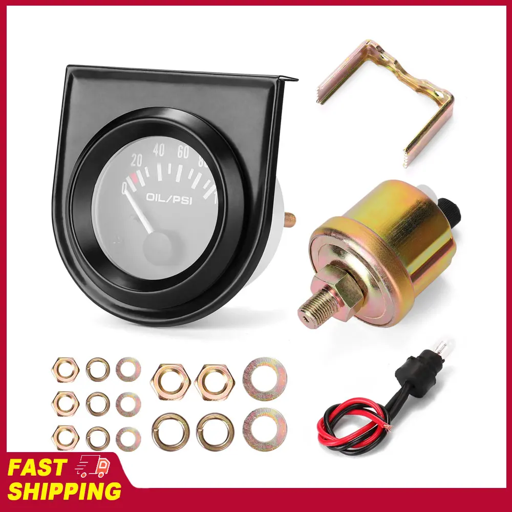 Automobile Oil Pressure Gauge Refitting 52mm Automobile Oil Pressure Instrument 0~100PSI Oil Pressure Gauge With Sensors 12.0V