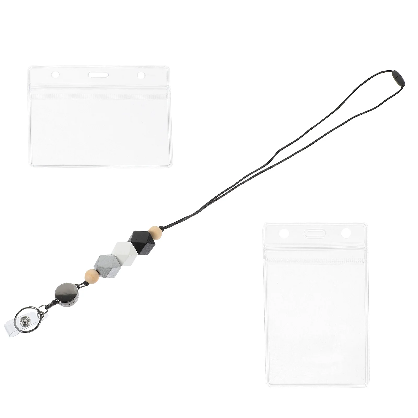 

1 Set Id Badge Holder Lanyard With Card Sleeve Retractable Badge Reel For Women Nurses Teachers Students Office Workers