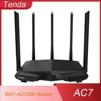 Tenda-enrutador inalámbrico de doble banda AC7, repetidor de rango Wifi con 5 antenas de alta ganancia de 6dBi, extensor de cobertura más amplia, AC1200