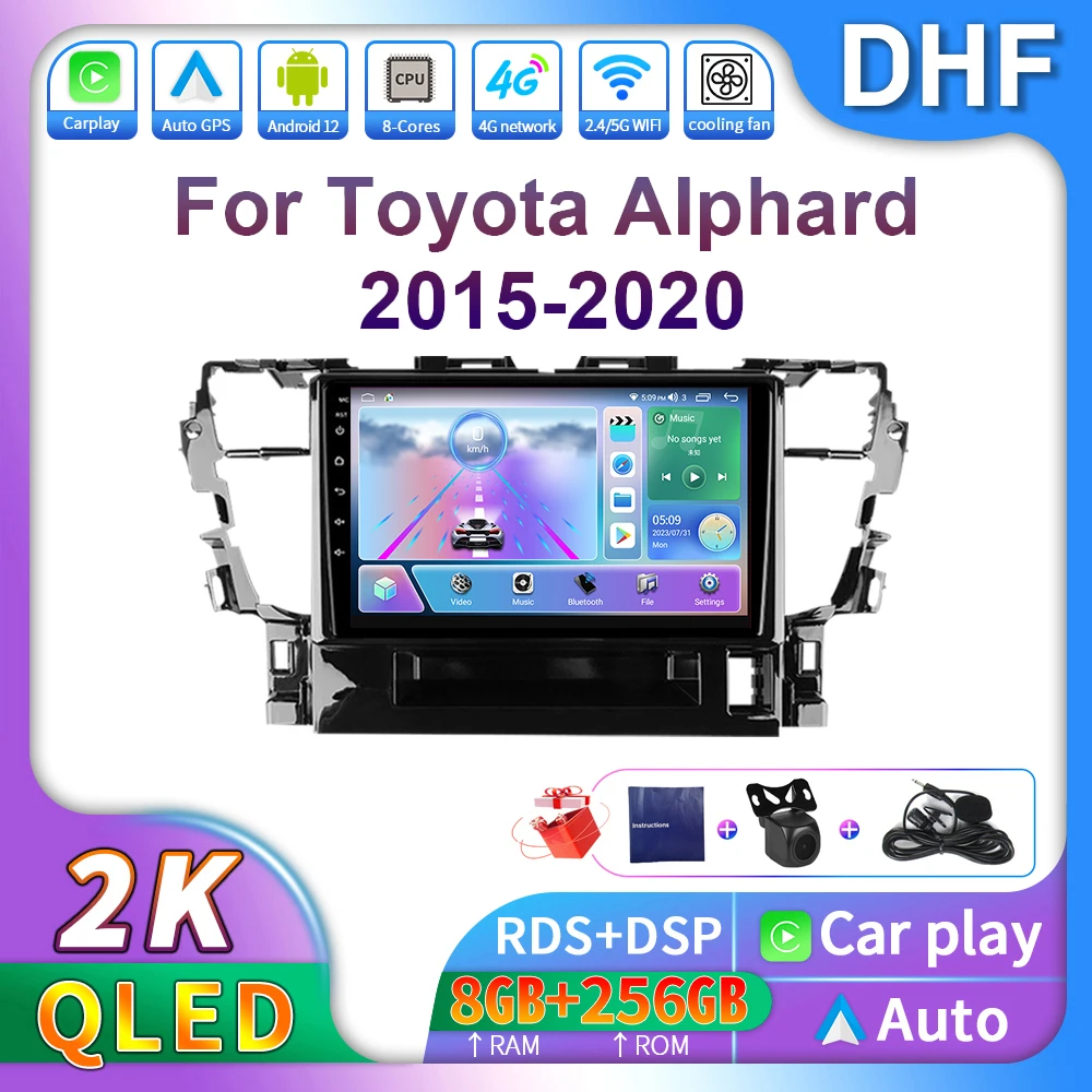 

DHF 2K Android 13 Carplay For Toyota Alphard H30 2015 - 2020 Car Radio Multimedia Video Player 4G GPS Navigation 2 Din Head Unit