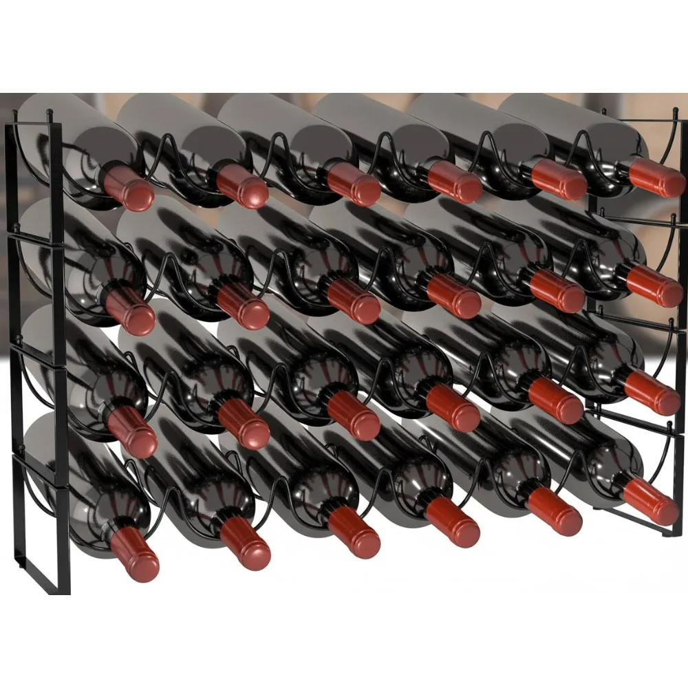 

4-уровневая штабелируемая винная полка — хранилище для 24 бутылок, компактный органайзер для домашнего бара и кухни