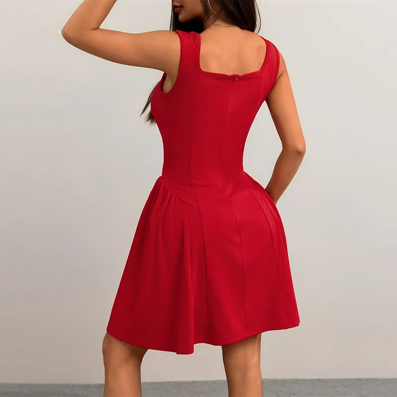 Women's 2025 Summer New European and American Style Fitted Dress with Open Back, Sleeveless Tank Top Dress