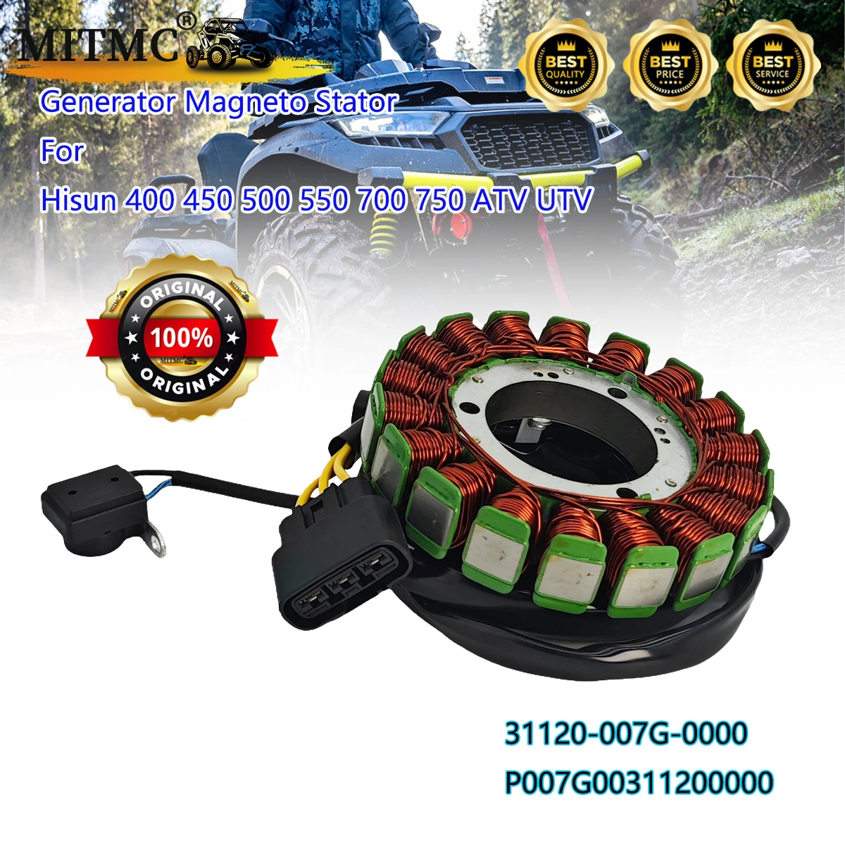 

MITMC High Power Generator Magneto Stator For Hisun 400 450 500 550 700 750 ATV UTV Sector Vector Tactic Forge 31120-007G-0000