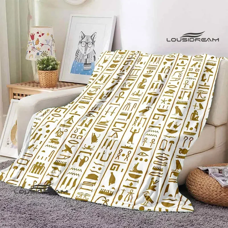 Egyptian pictograph and symbol printing blanket children warm blankets home travel soft and comfortable blanket birthday gift