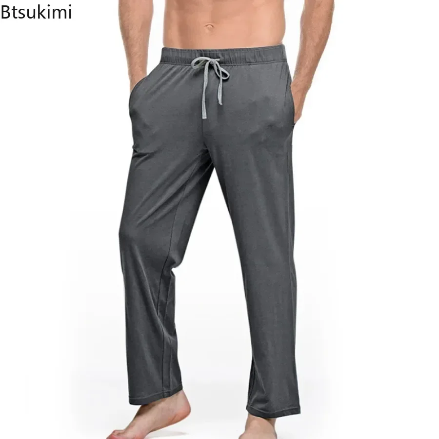 Nieuwe Heren Eenvoudige Pyjama Broek Comfort Zachte Katoenen Thuis Broek Mannen Sport Yoga Effen Losse Losse Casual Broek Lounge Slaap Bodem Man