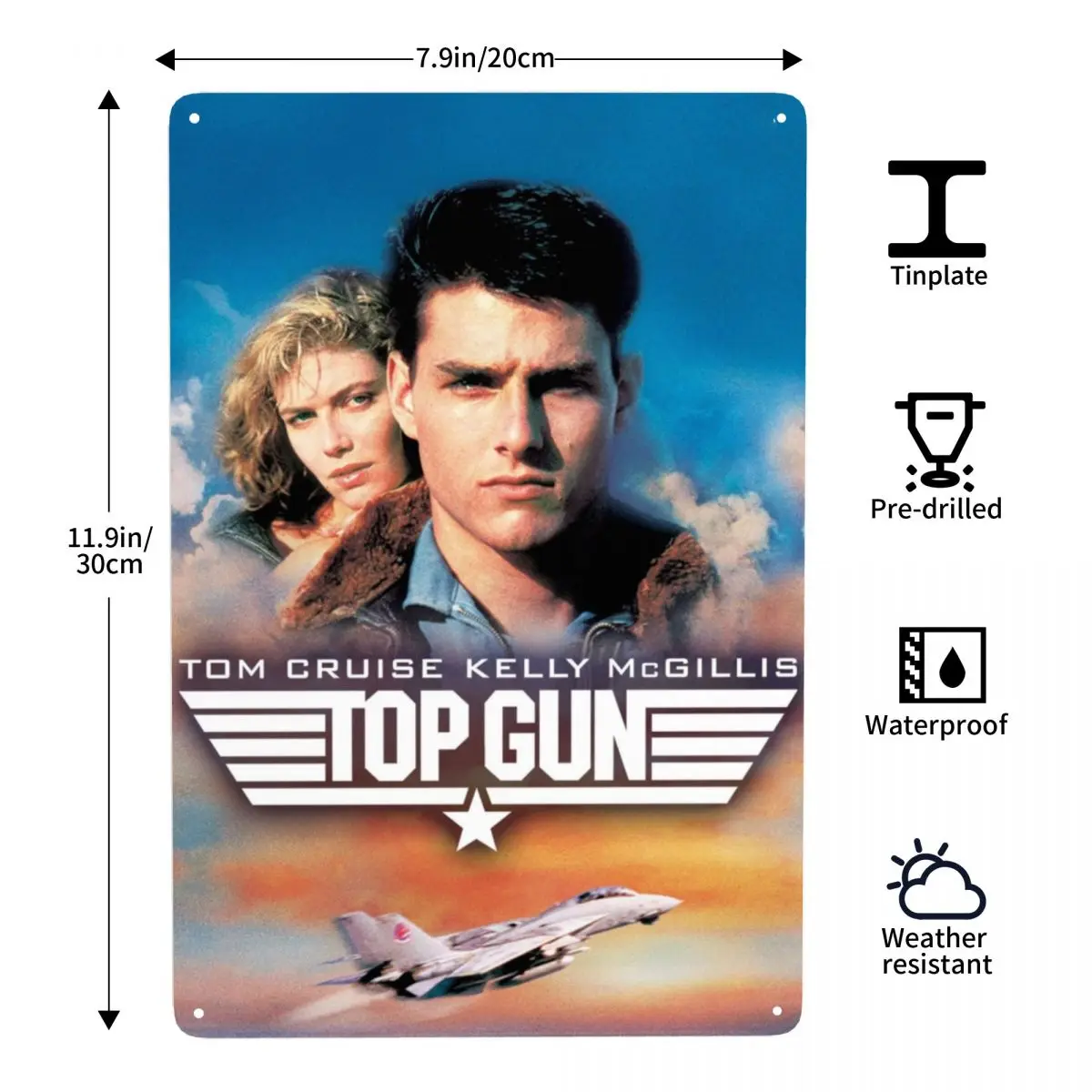 Top Gun Maverick Sign Custom Vintage American Action Tom Cruise Movie Metal Plaque for Gate Garden Yard Man Cave Bar Wall Decor