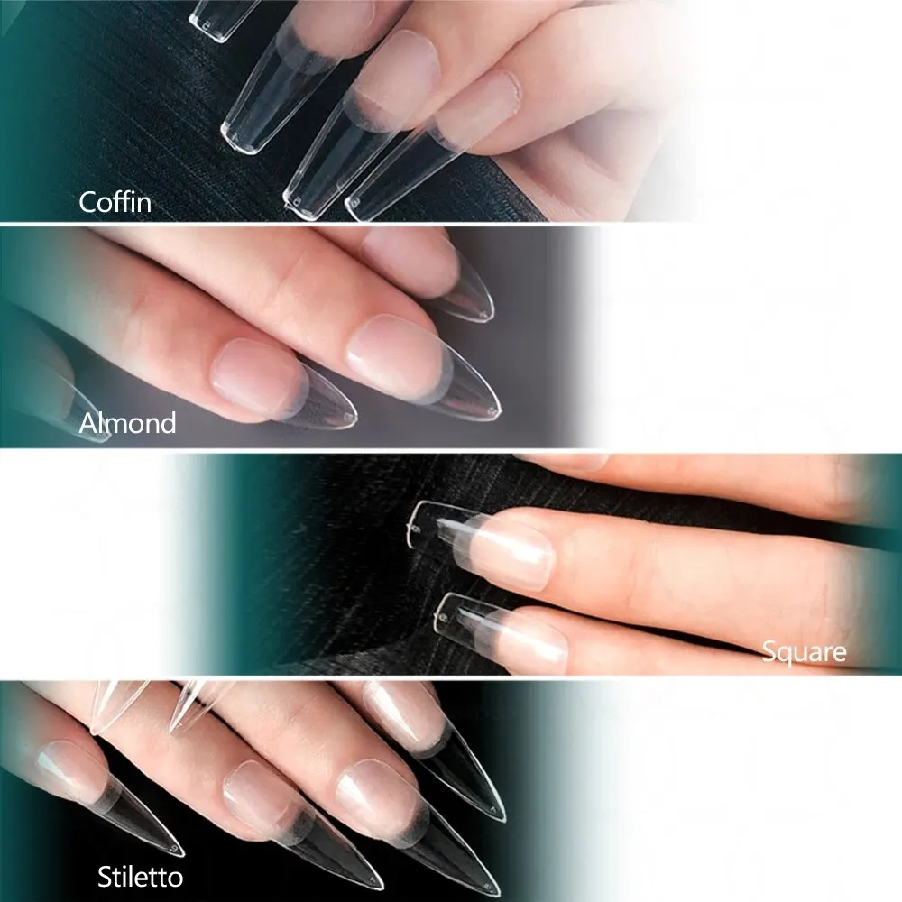 NAILPOP Nail Tips Full Cover Soft Gel False Nail Capsules Various Shapes and Styles for Professional Nail Extension DIY 120PCS