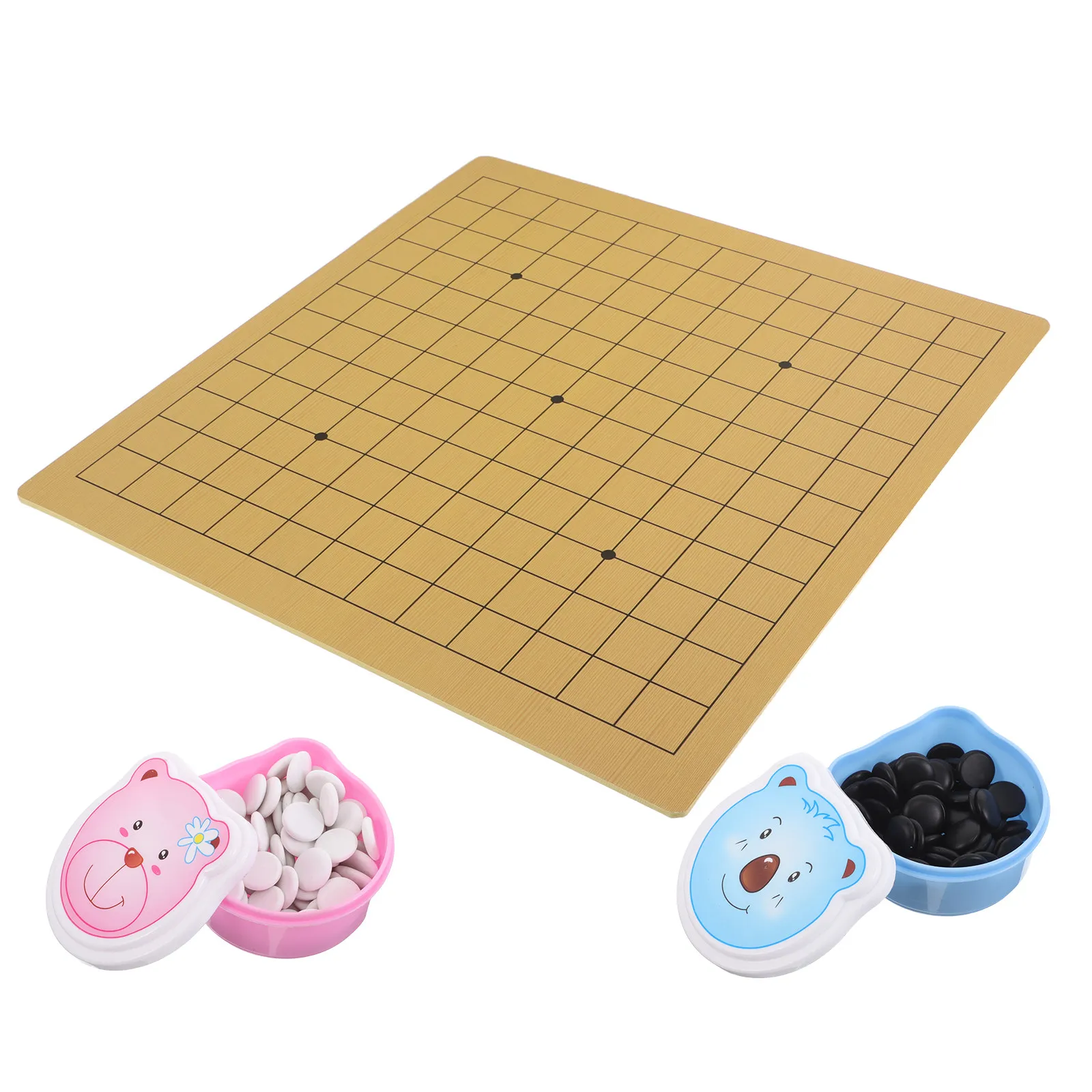 

Children Go Game Set Double-Sided Bear Board 9x9 13x13 Grids Portable Lightweight Travel Chess Strategy for Beginners Family