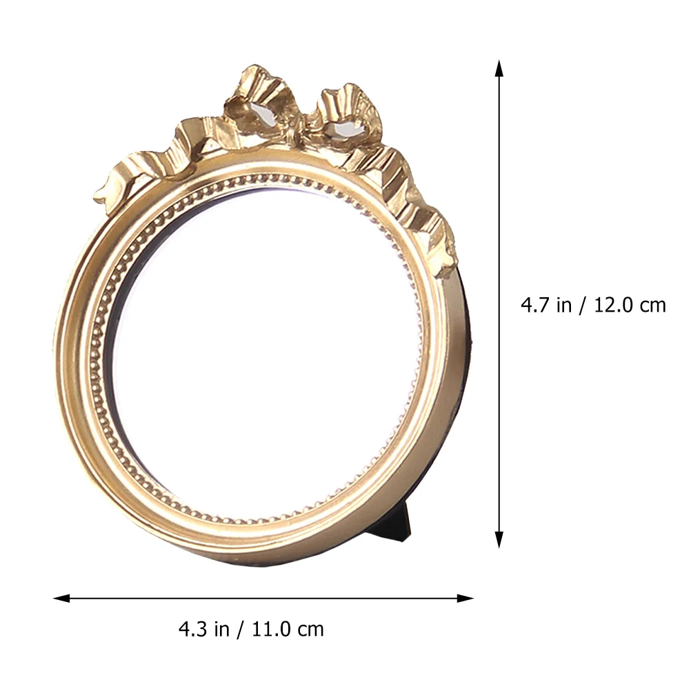 Decorazione per specchio laterale singolo in stile europeo Strumento per il trucco delle donne Portatile Piccola tasca laterale Bowknot Resina Piccola Miss Round