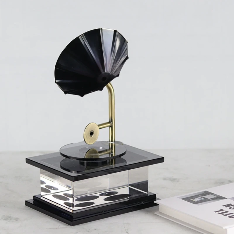 

Modern Light Luxury Crystal Retro Phonograph Player Jukebox Decoration Model Room Living Room Room Creative Decoration