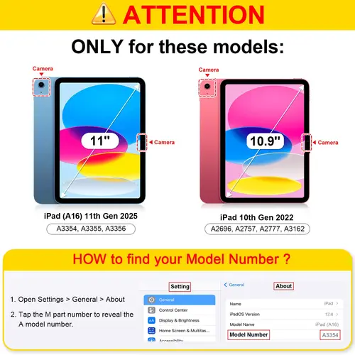 Imagen 2 del producto Funda para iPad (A16)/funda para iPad de 10.a generación [11 pulgadas 2025/10,9 pulgadas 2022] con portalápices, funda inteligente con respaldo de TPU suave